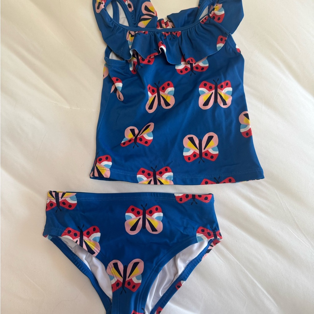 Hanna Andersson Blue Butterfly Two-Piece Girls Swim Set